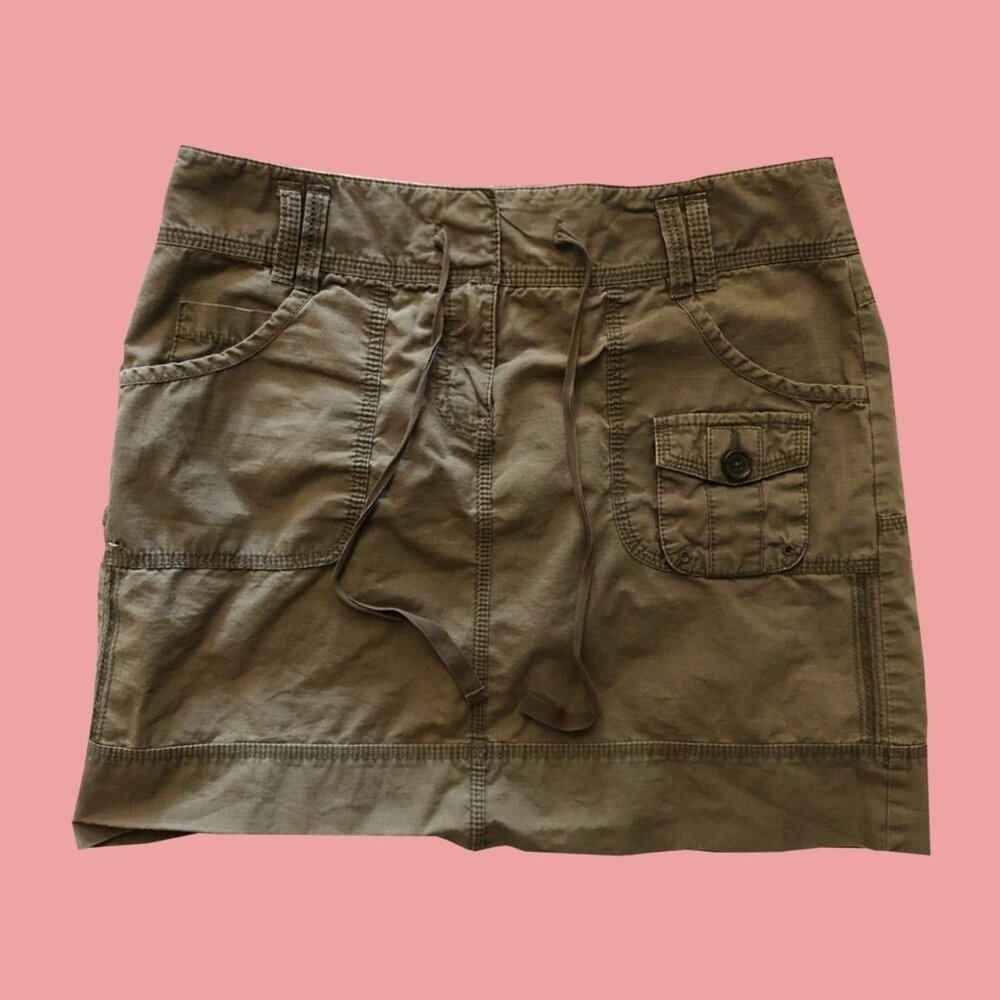 olive/army green cargo mini skirt